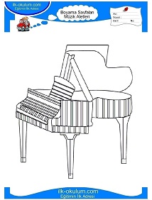 Çocuklar İçin Piano Boyama Sayfaları 